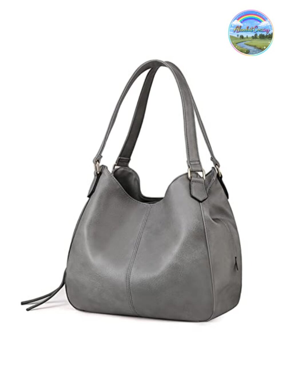 Vegan Leather Hobo Shoulder Bag Multi-Pocket Tote Handbag Purse
